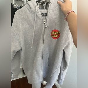 grey santa cruz zip up hoodie